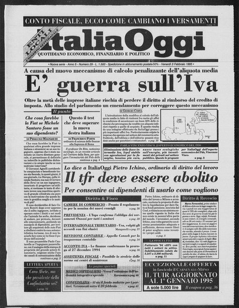 Italia oggi : quotidiano di economia finanza e politica